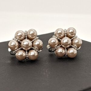 Erwin Pearl Vintage Gold-Tone Floral Cluster Faux Pearl Clip-On Earrings